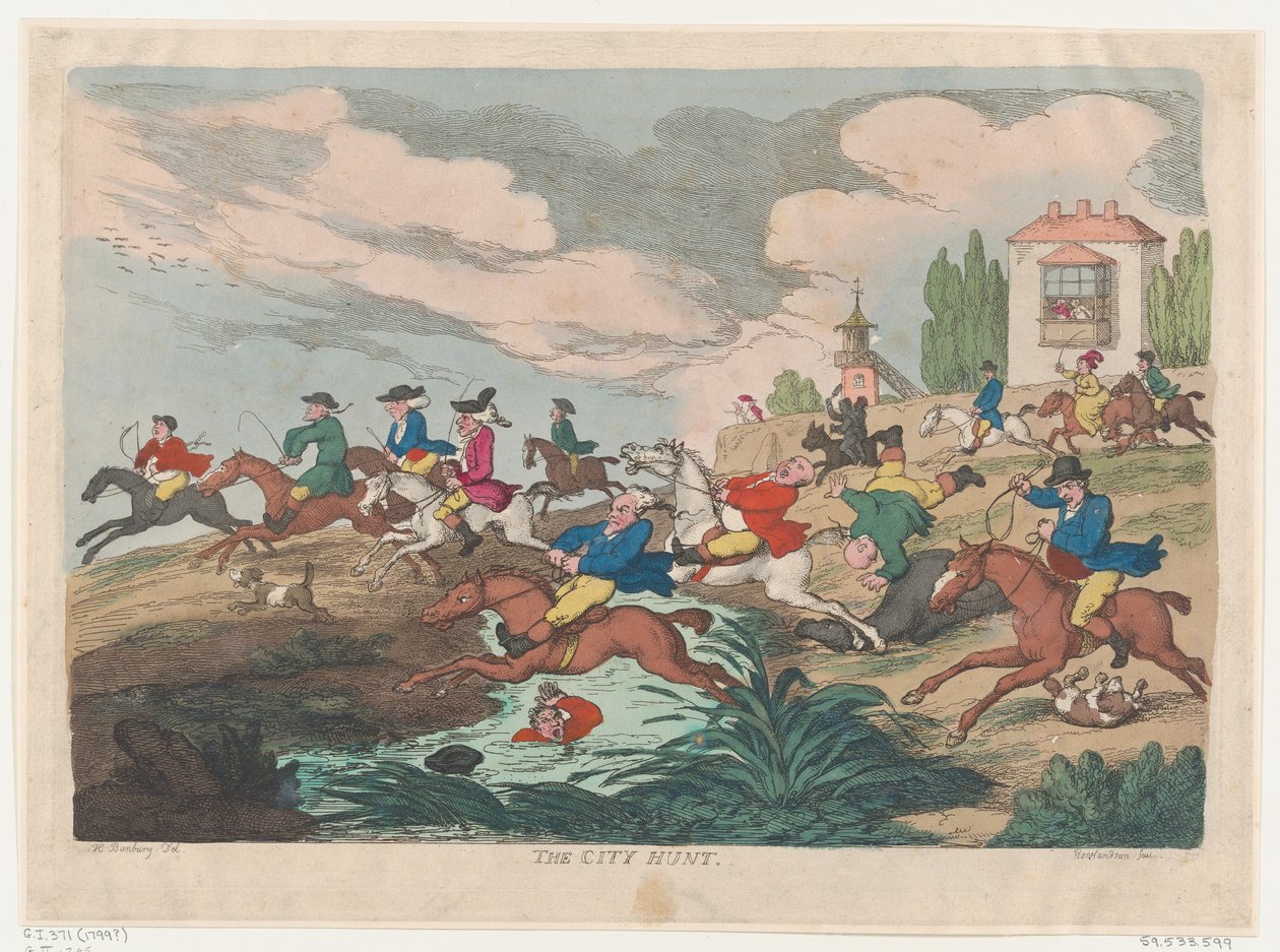 Byjagten, ca. 1810., ca. 1810. af Thomas Rowlandson