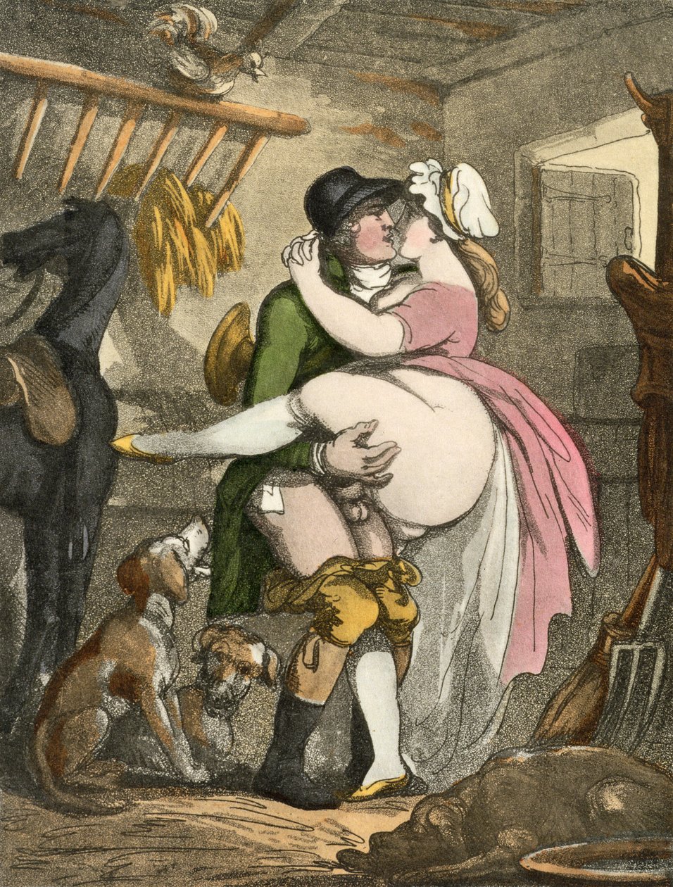 The Farmer and the Milkmaid, 1808-17 (akvatint) af Thomas Rowlandson