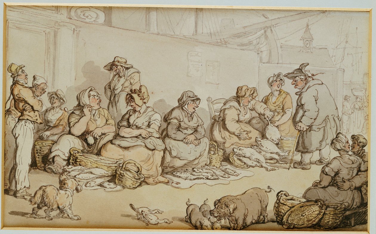 Fiskemarkedet, Grimsby af Thomas Rowlandson