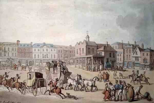 Markedspladsen, Kingston-upon-Thames af Thomas Rowlandson