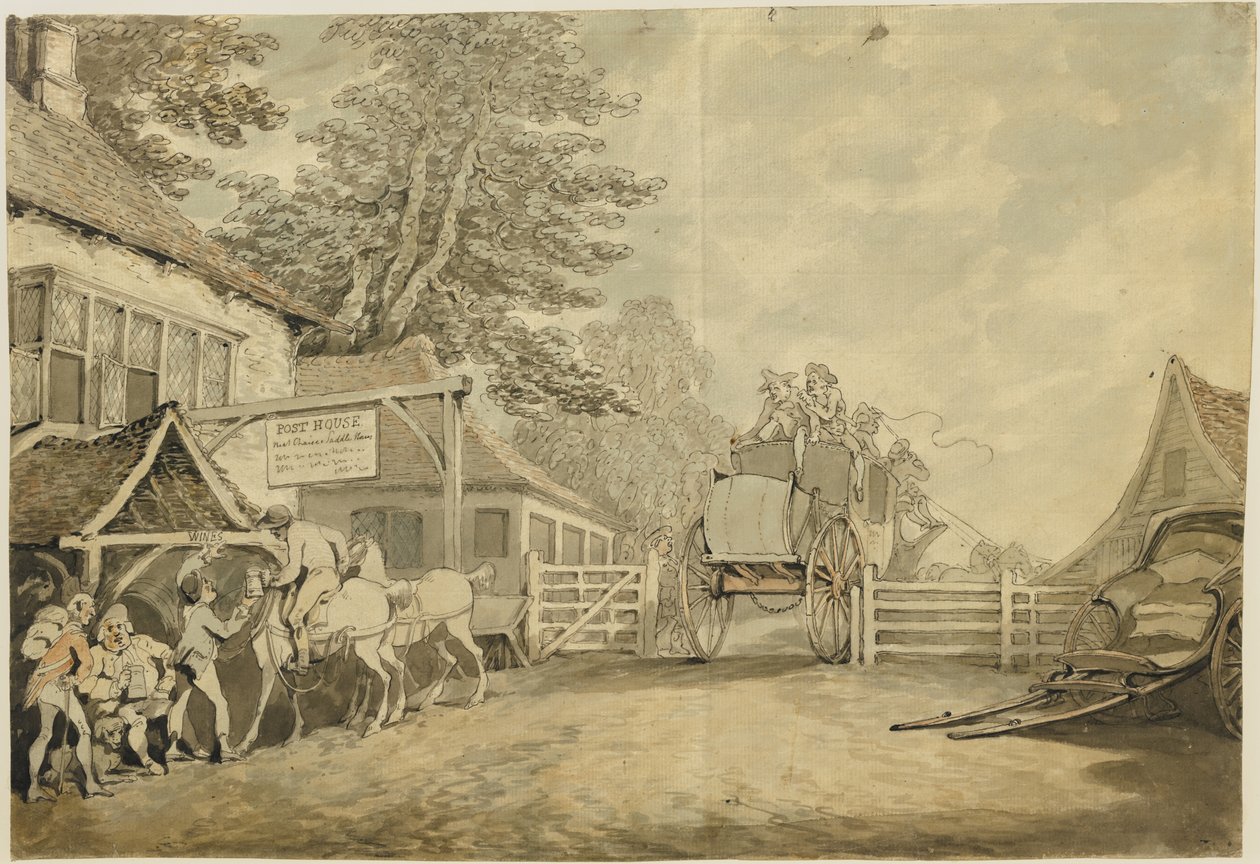 Posthuset, ca. 1778–80 af Thomas Rowlandson