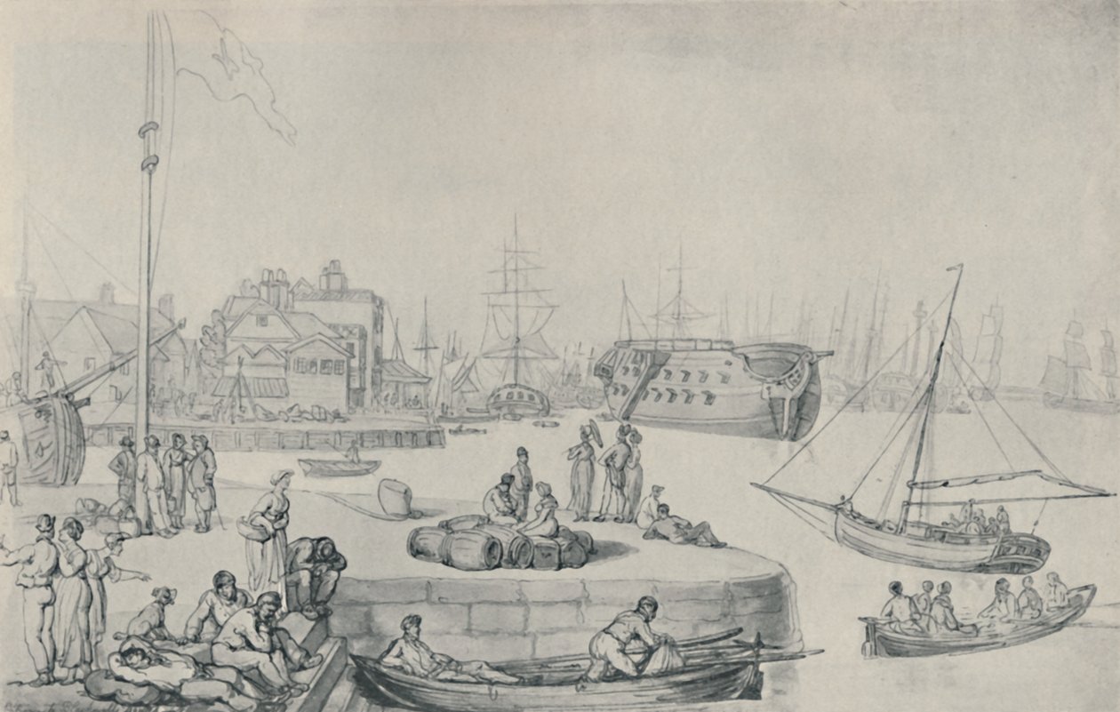 The Quay, Blackwall Docks, 1810, 1920 af Thomas Rowlandson