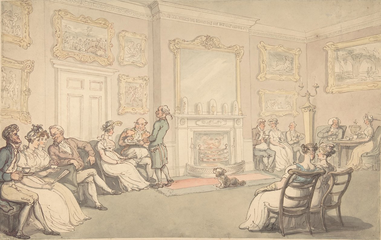 Receptionen, 1780-1827. af Thomas Rowlandson