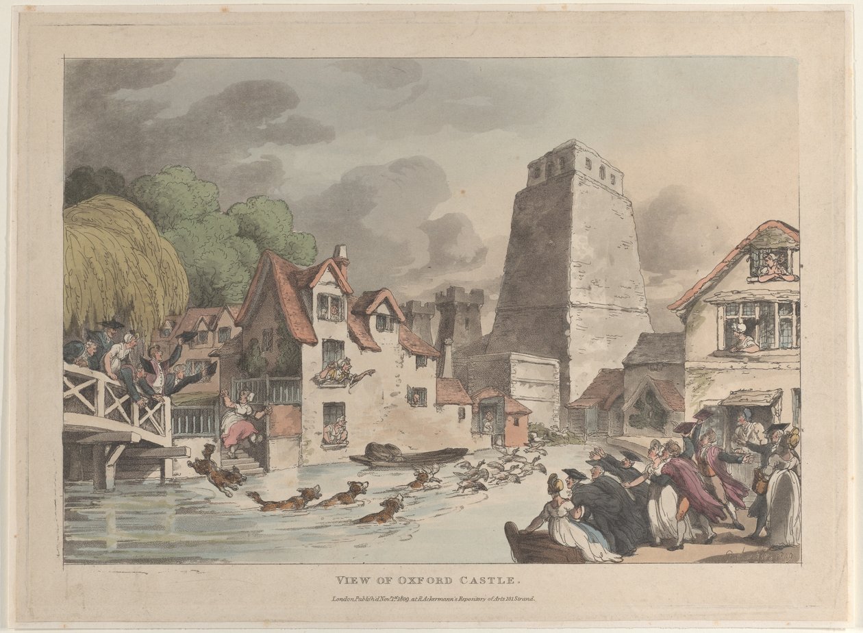 Udsigt over Oxford Castle, 1809., 1809. af Thomas Rowlandson