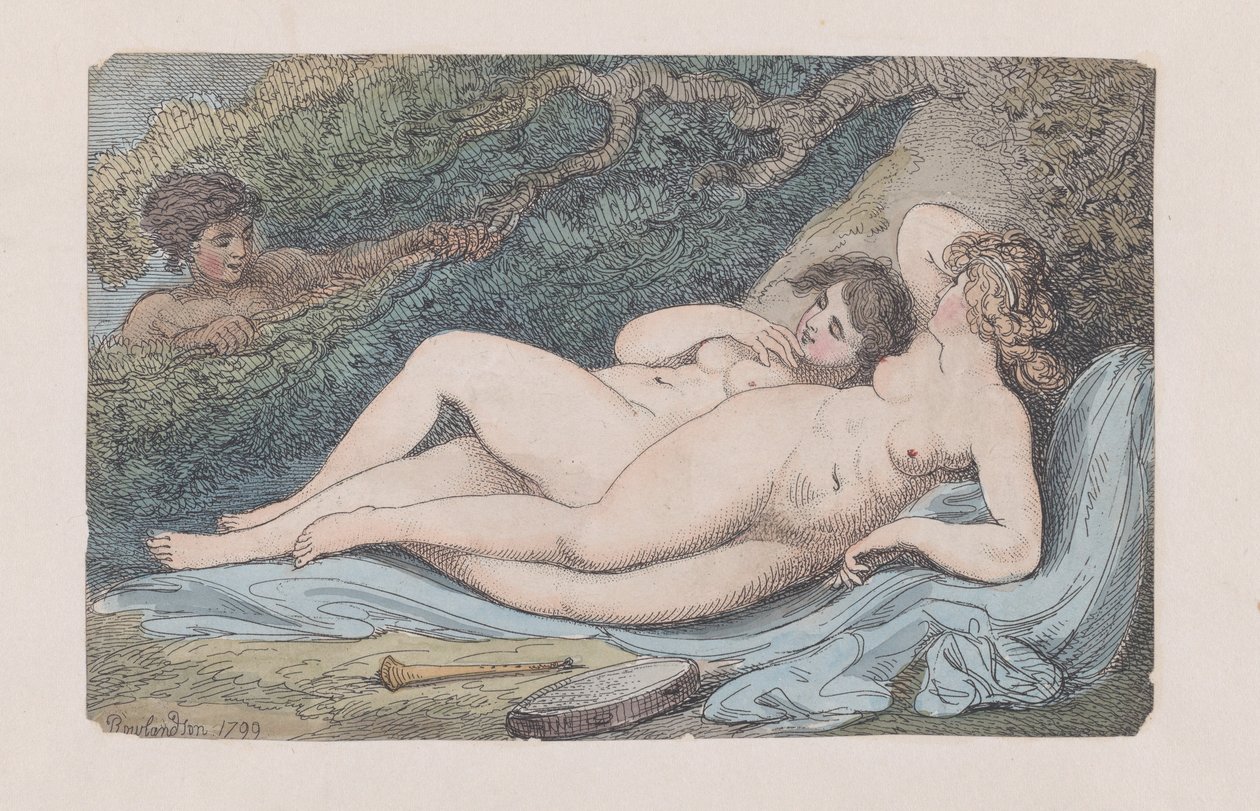 Wood-Nymphs The Discovery, 1799., 1799. af Thomas Rowlandson