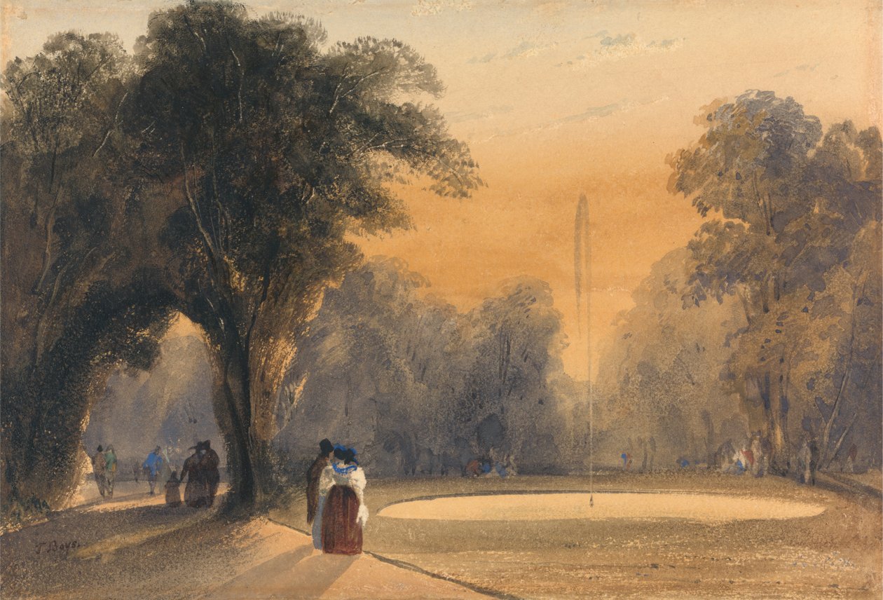 Fountain in the Gardens, Paris: Aften af Thomas Shotter Boys