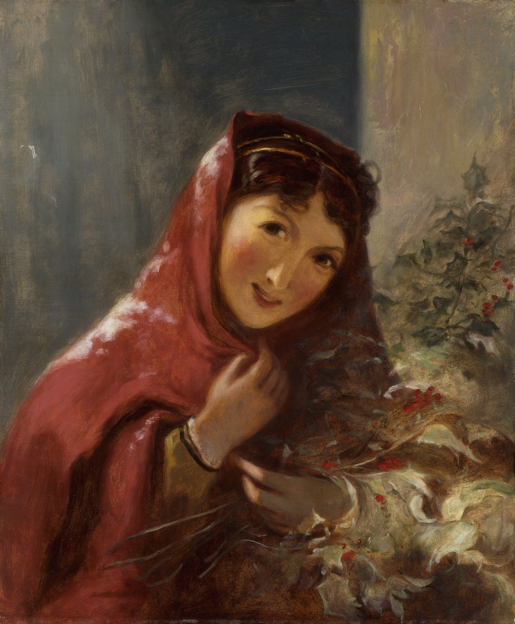 Lady Carrying Holly Branches, 1850 af Thomas Sully