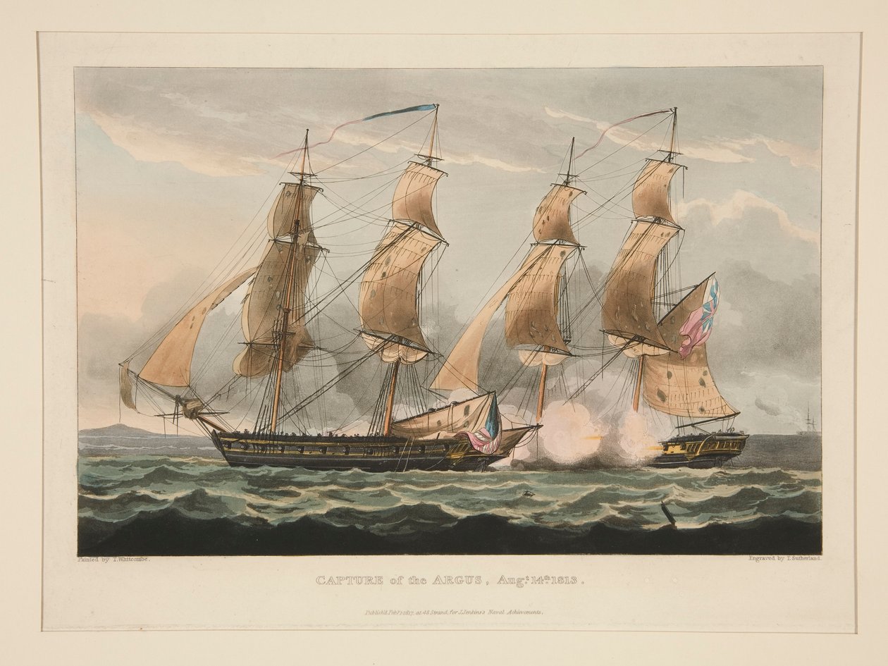 Capture of the Argus, augs. 14, 1813 af Thomas Sutherland