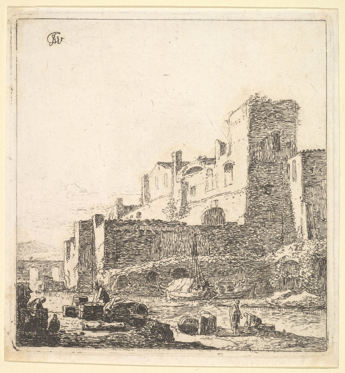 Sømænd ved en flodbred, 1600-tallet. af Thomas Wijck