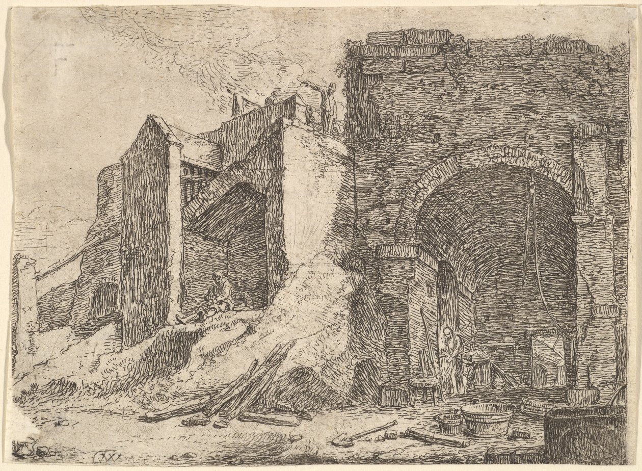 Smedjen, 1600-tallet. af Thomas Wijck