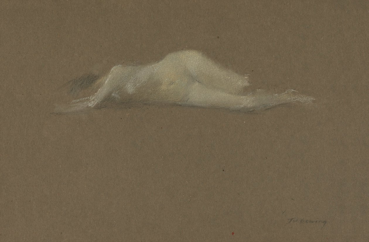 Nøgen kvinde på hendes side af Thomas Wilmer Dewing