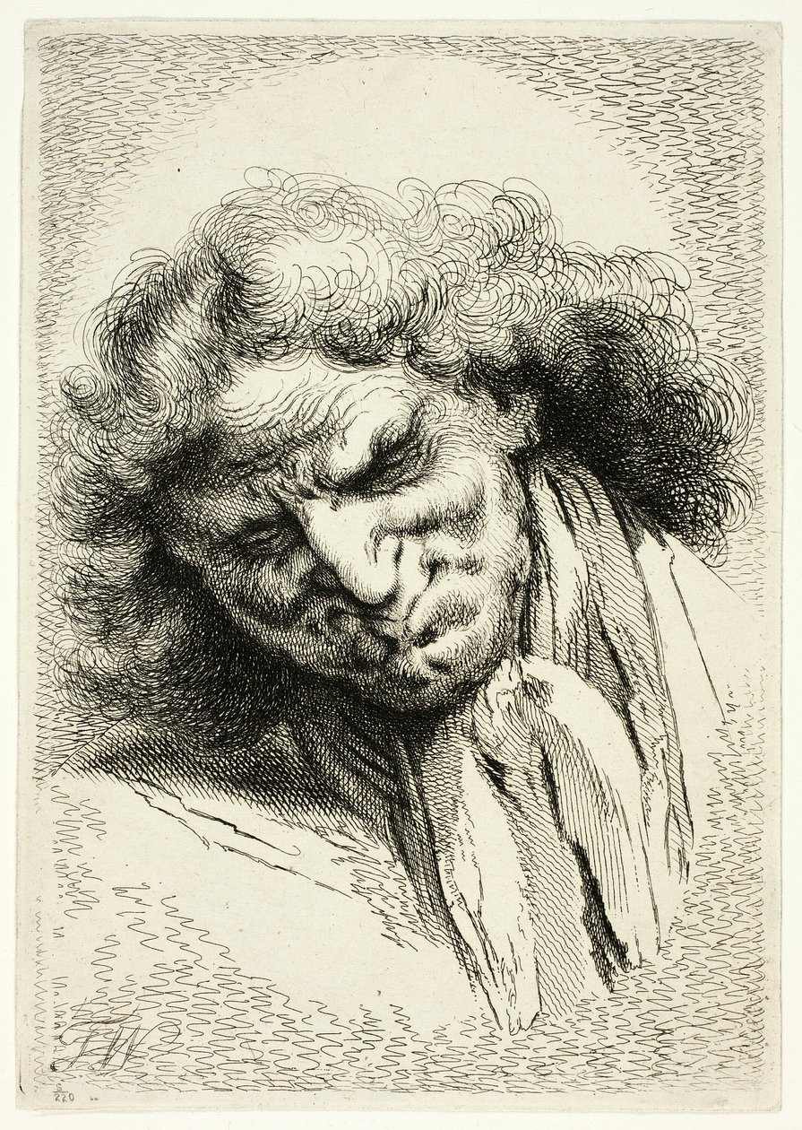 Hovedet af en gammel mand, der sover af Thomas Worlidge