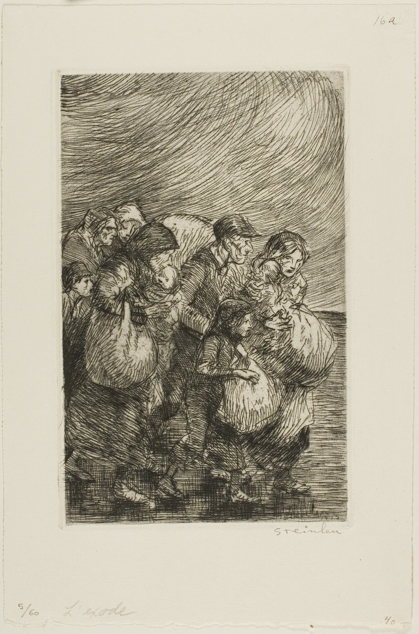 Evakuerede af Théophile Alexandre Pierre Steinlen