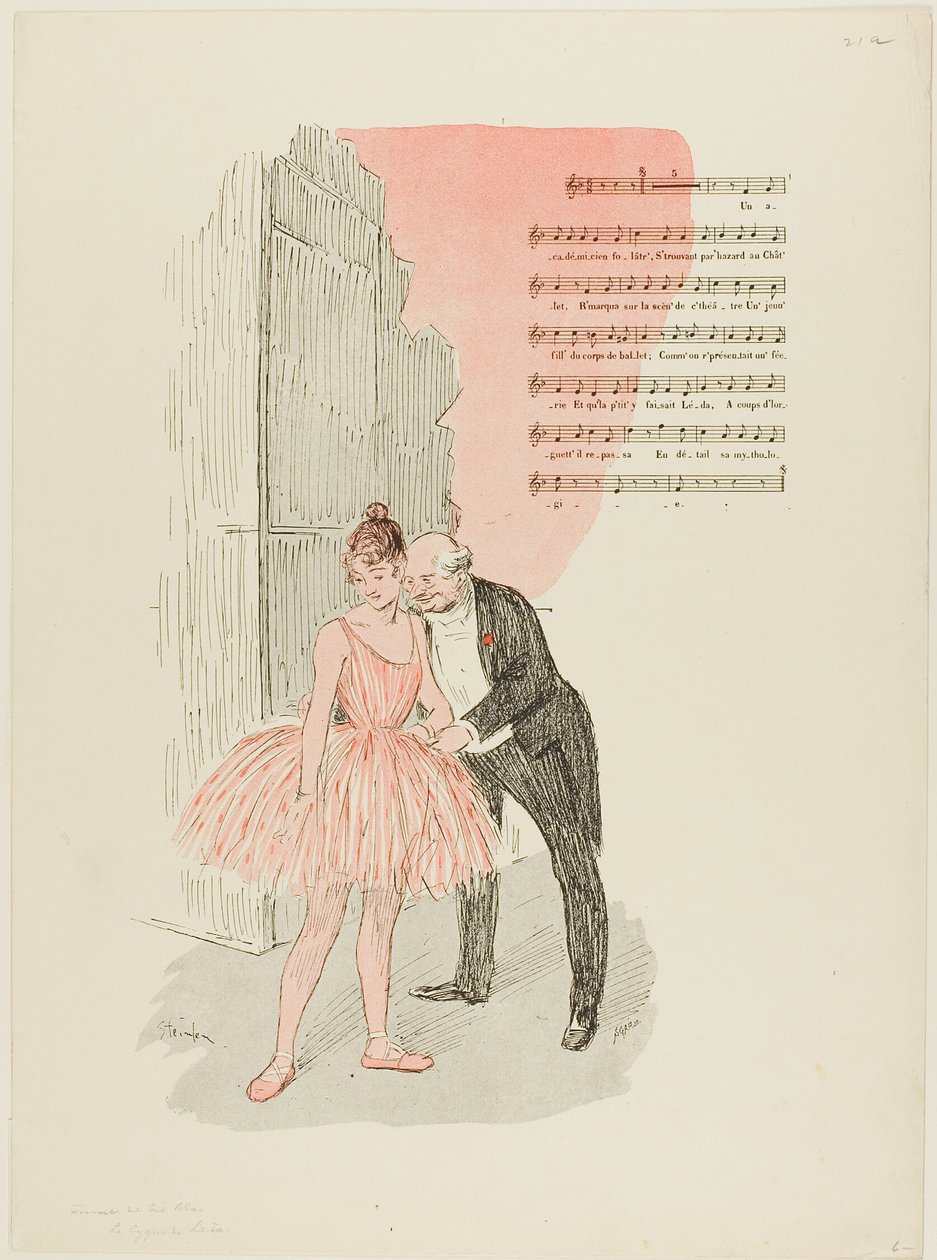 Leda og svanen af Théophile Alexandre Pierre Steinlen