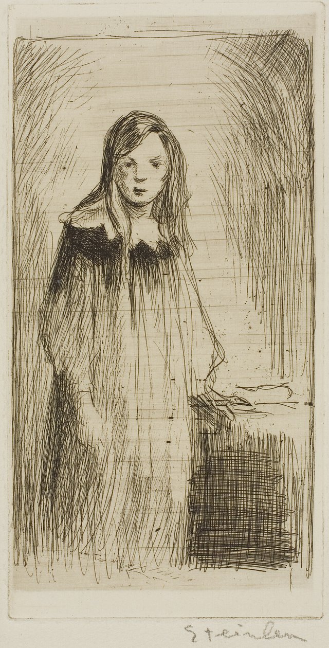 Ung pige stående af Théophile Alexandre Pierre Steinlen