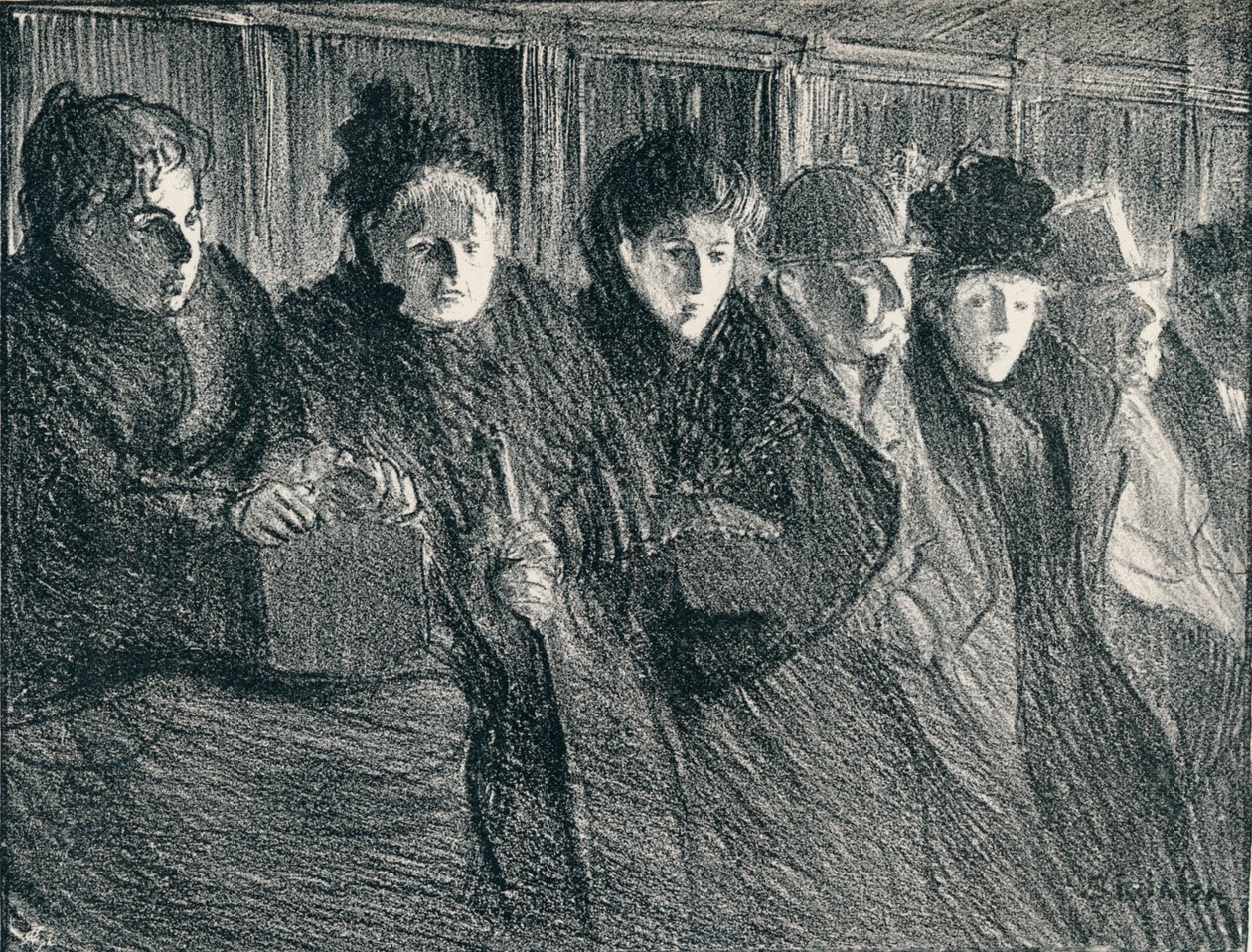 Inside A Tramcar, 1896, 1898 af Théophile Alexandre Steinlen