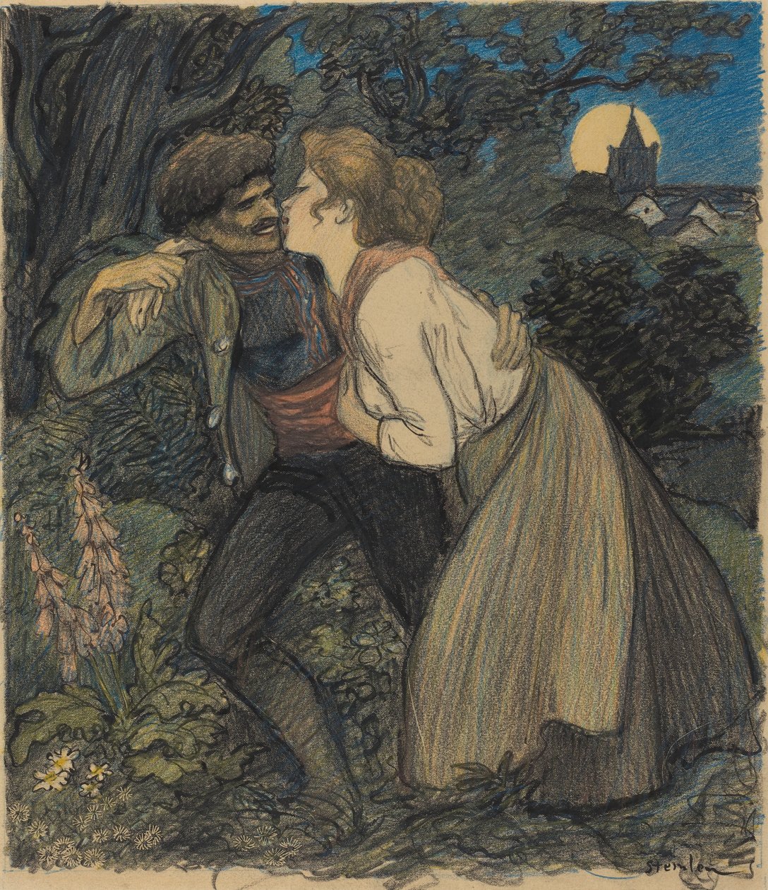 Hunden med ulven, 1900. af Théophile Alexandre Steinlen