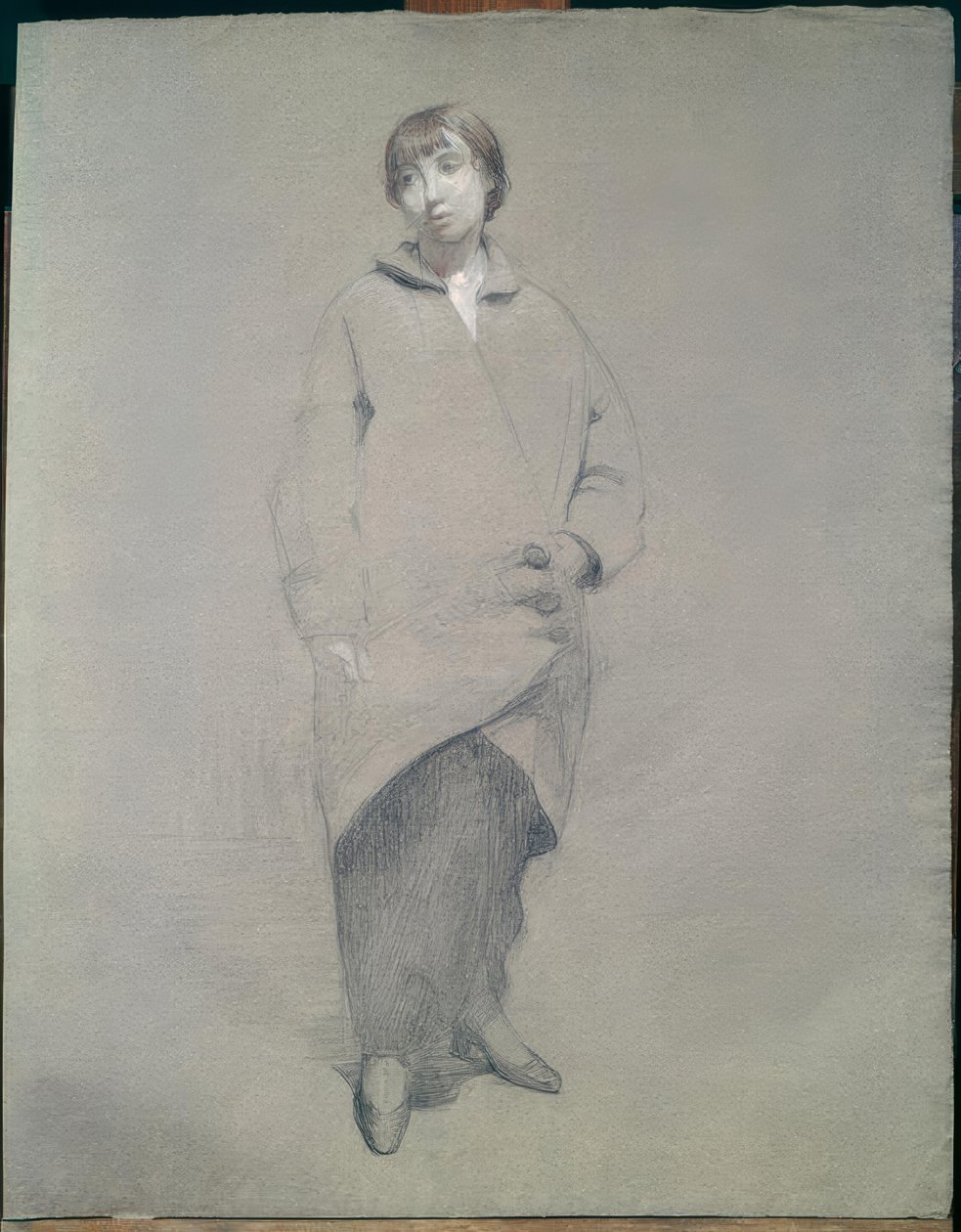 Ung kvinde i frakke af Théophile Alexandre Steinlen