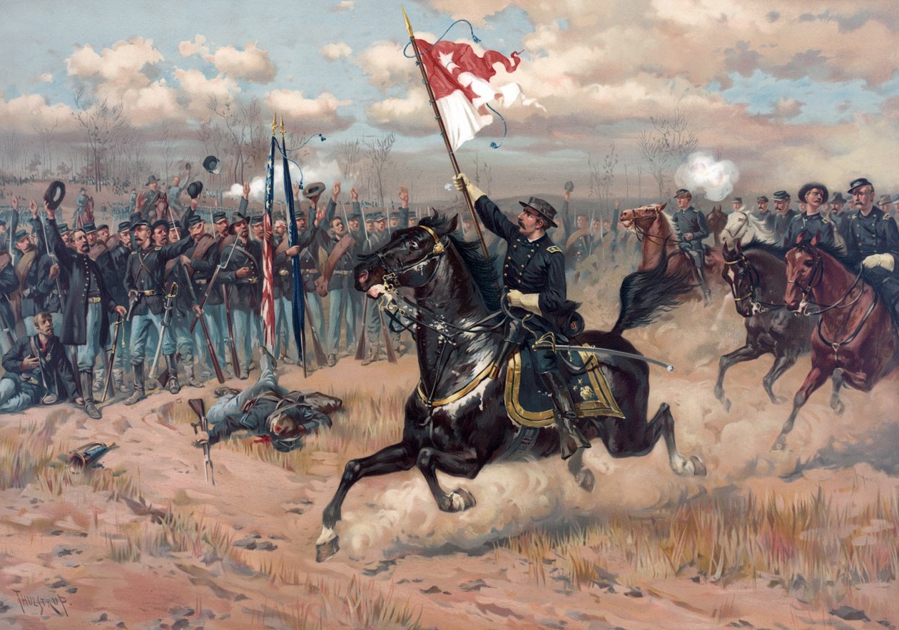 Sheridans Ride, pub. L Prang & Co., 1886 af Thure de Thulstrup