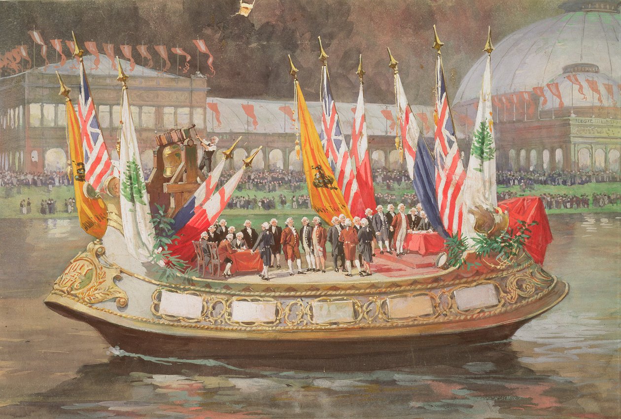 Uafhængighedserklæringen pram ved verdens colombianske udstilling i Chicago 1893 af Thure de Thulstrup