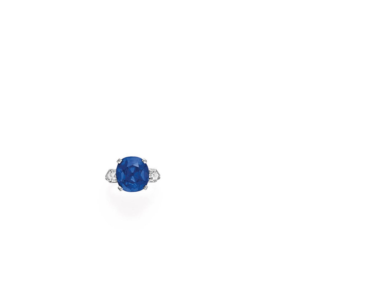 Ring (safir, diamanter og platin) af Tiffany and Company