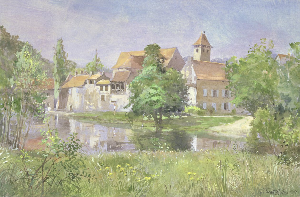 On the River Lot, 1991 (wc) af Tim Scott Bolton