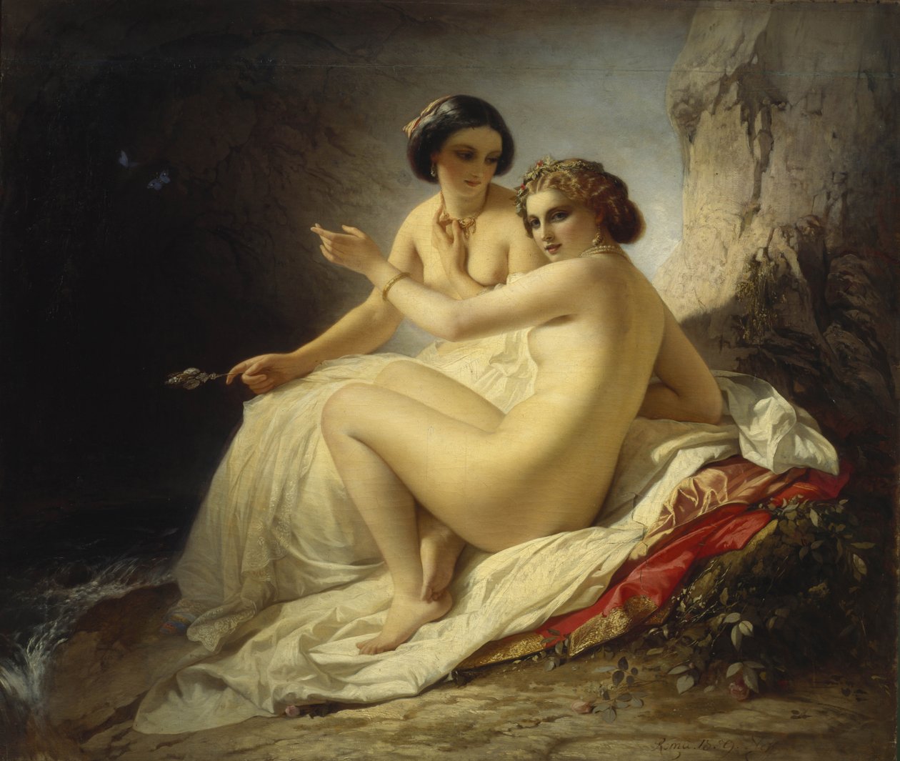 To piger i en grotte, 1859 af Timofei Andreyevich Neff