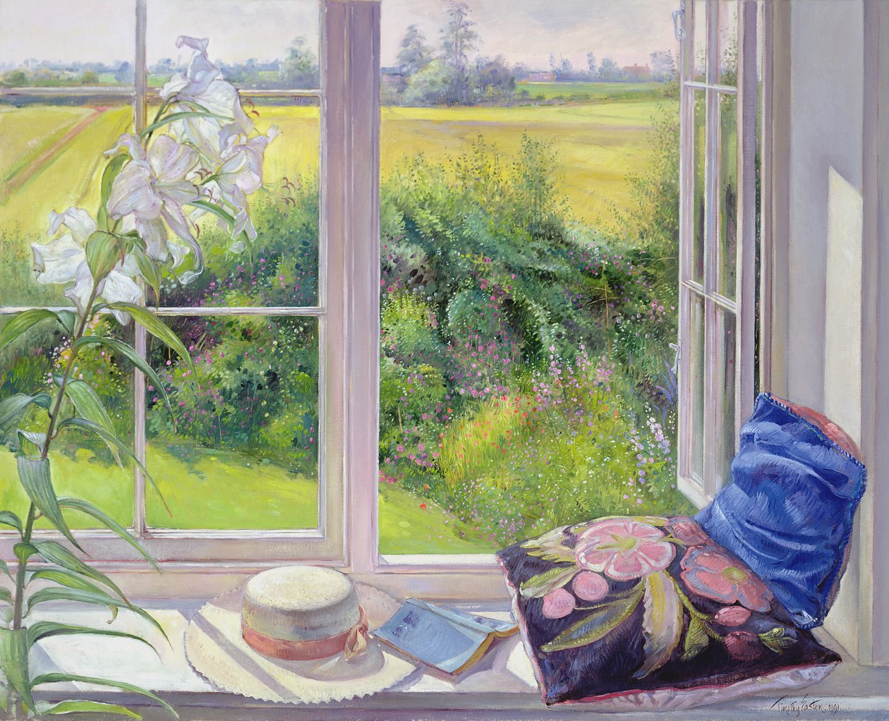 Window Seat and Lily, 1991 af Timothy Easton