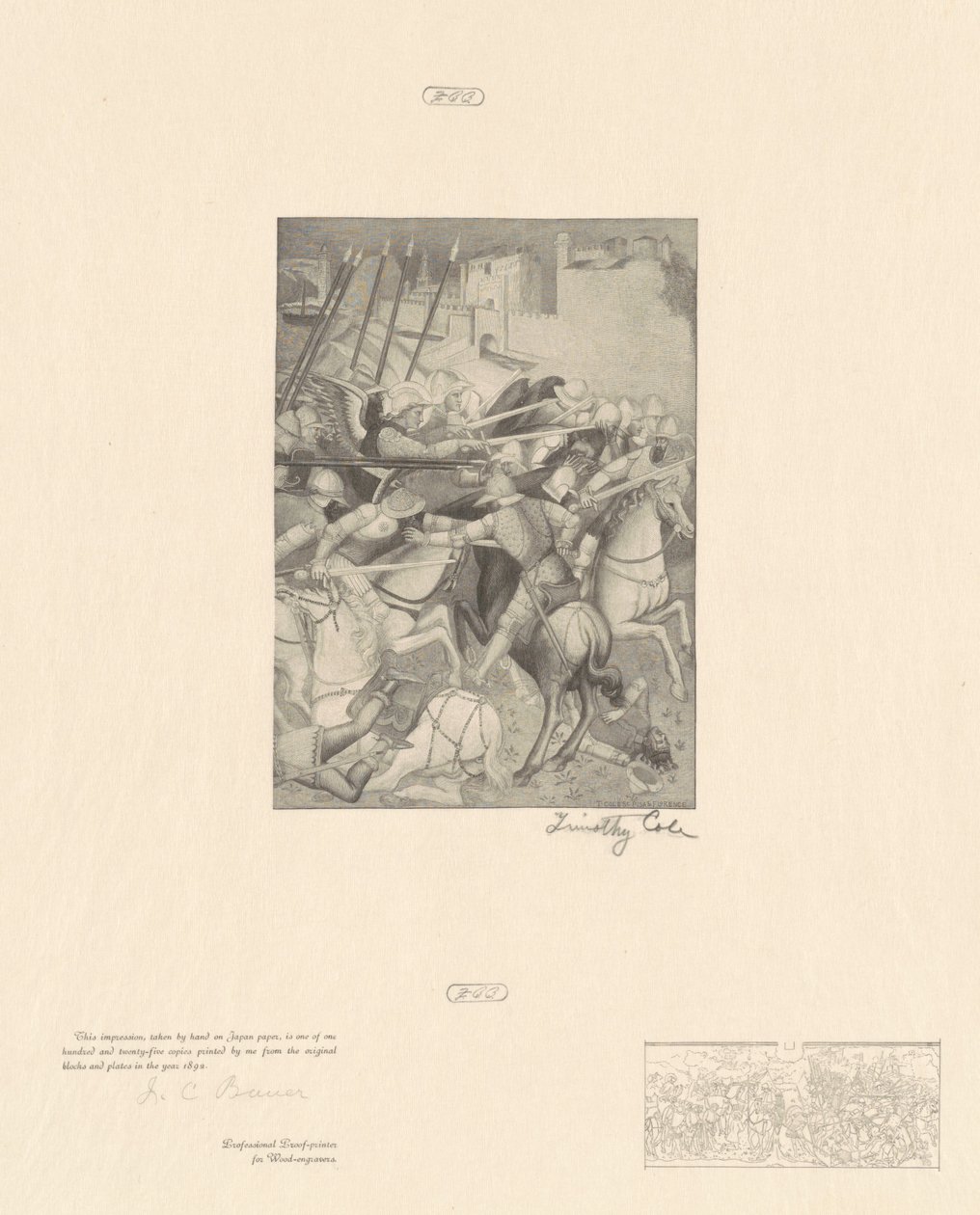 Slaget ved Saint Efesius af Timothy Cole after Spinello Aretino