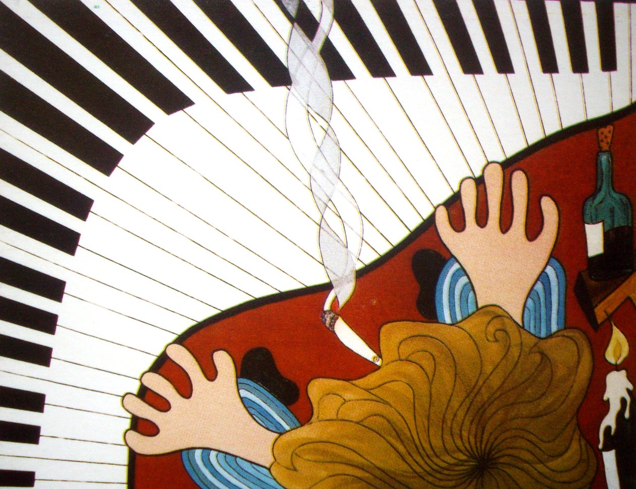 Piano man, 2001, olie på lærred af Timothy Nathan Joel