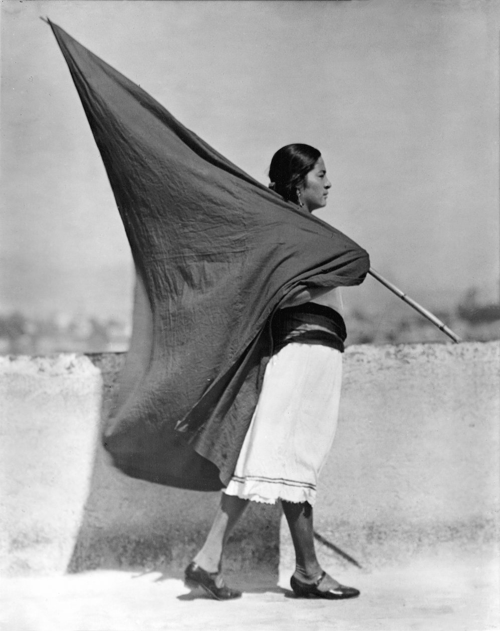 Kvinde med flag, Mexico City, 1928 af Tina Modotti
