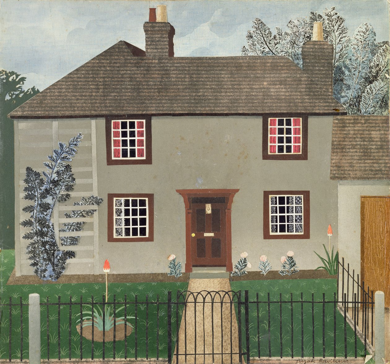 House at Great Bardfield (collage) af Tirzah Ravilious