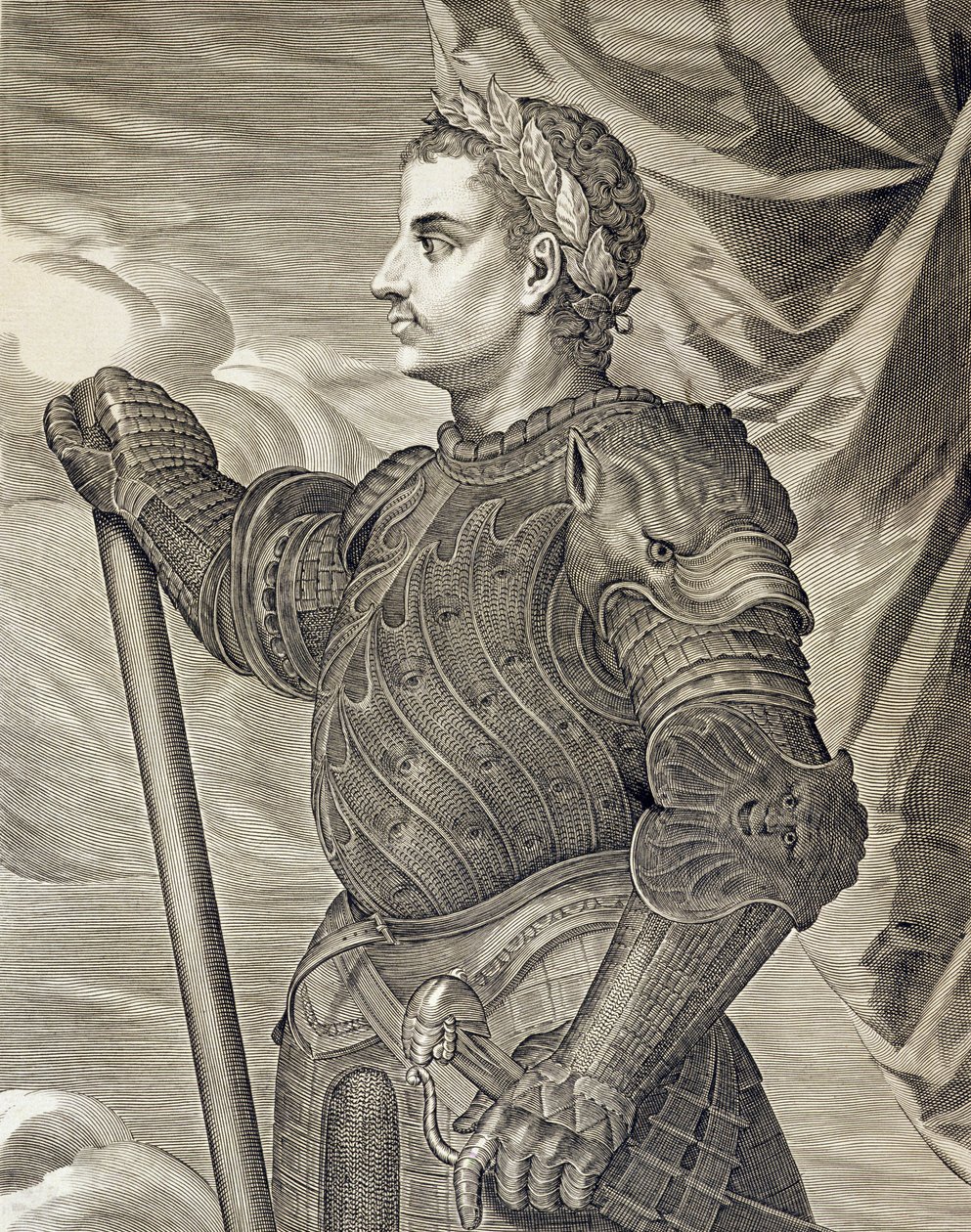D. Claudius Cæsar kejser af Rom fra 41 - 54 e.Kr. graveret af Aegidius Sadeler (1570-1629) af Tiziano Vecelli