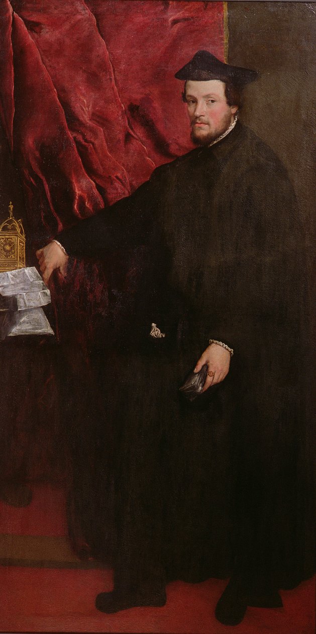Portræt af Cristoforo Madruzzo, kardinal og biskop af Trent, 1552 af Tiziano Vecelli