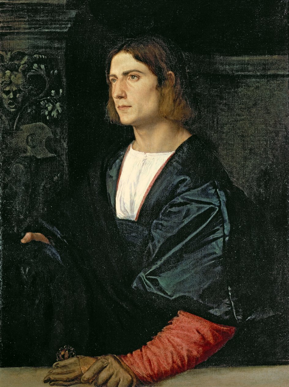 Ung mand med kasket og handsker, ca. 1515 af Tiziano Vecelli