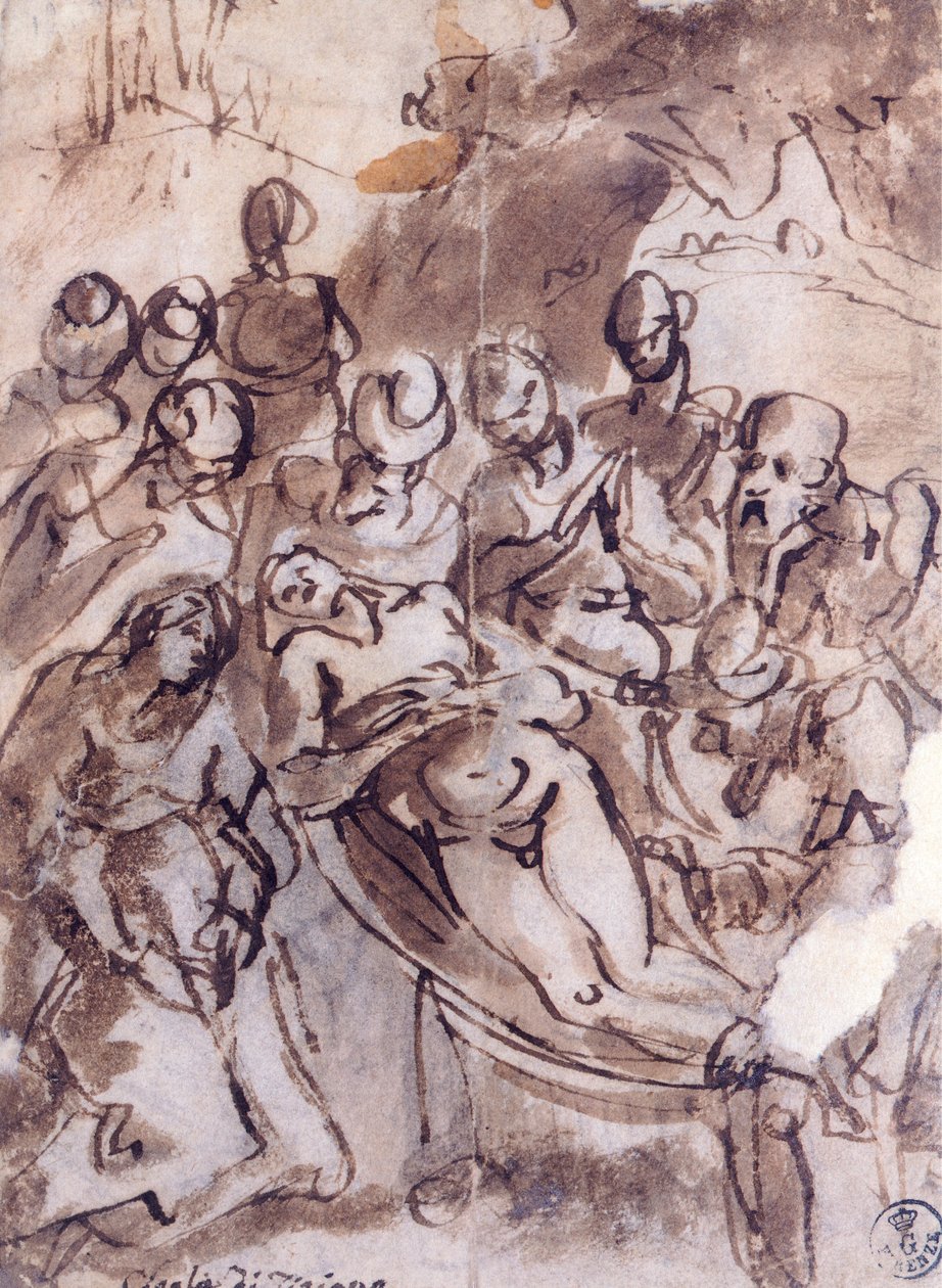 Deponering af Titian (ca. 1490-1576), tegning af Titian (c.1488 1576)
