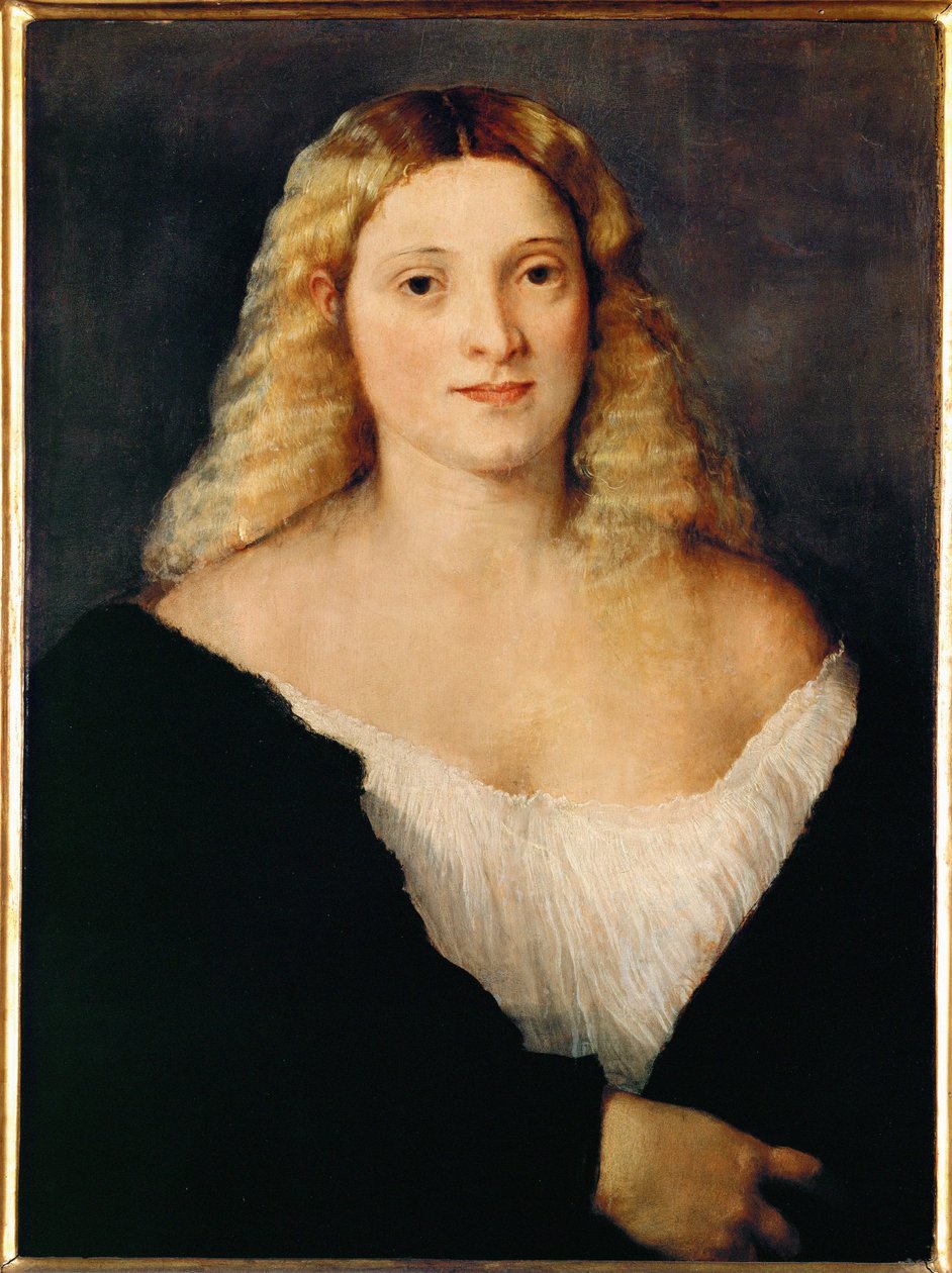 Ung kvinde i sort kjole ... af Titian (c.1488 1576)
