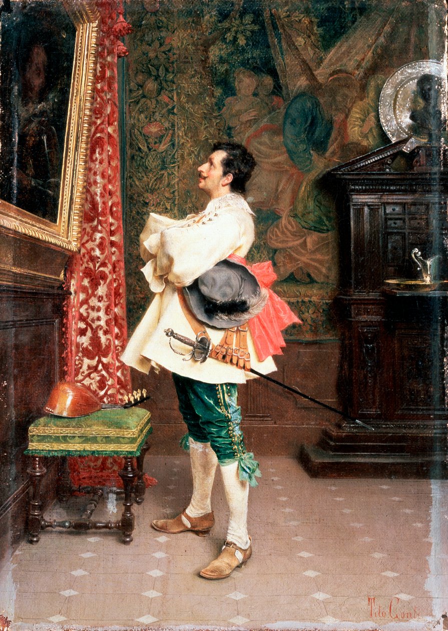 Før et portræt, c1860-1920 af Tito Conti