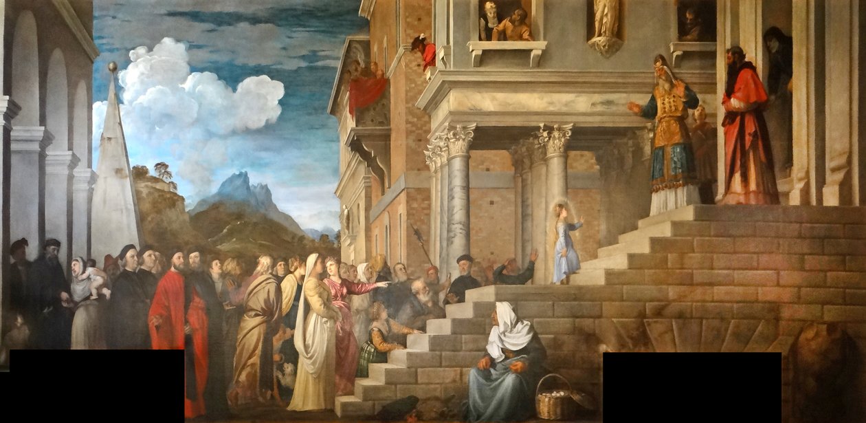 Præsentation af jomfruen i templet af Tiziano Vecelli