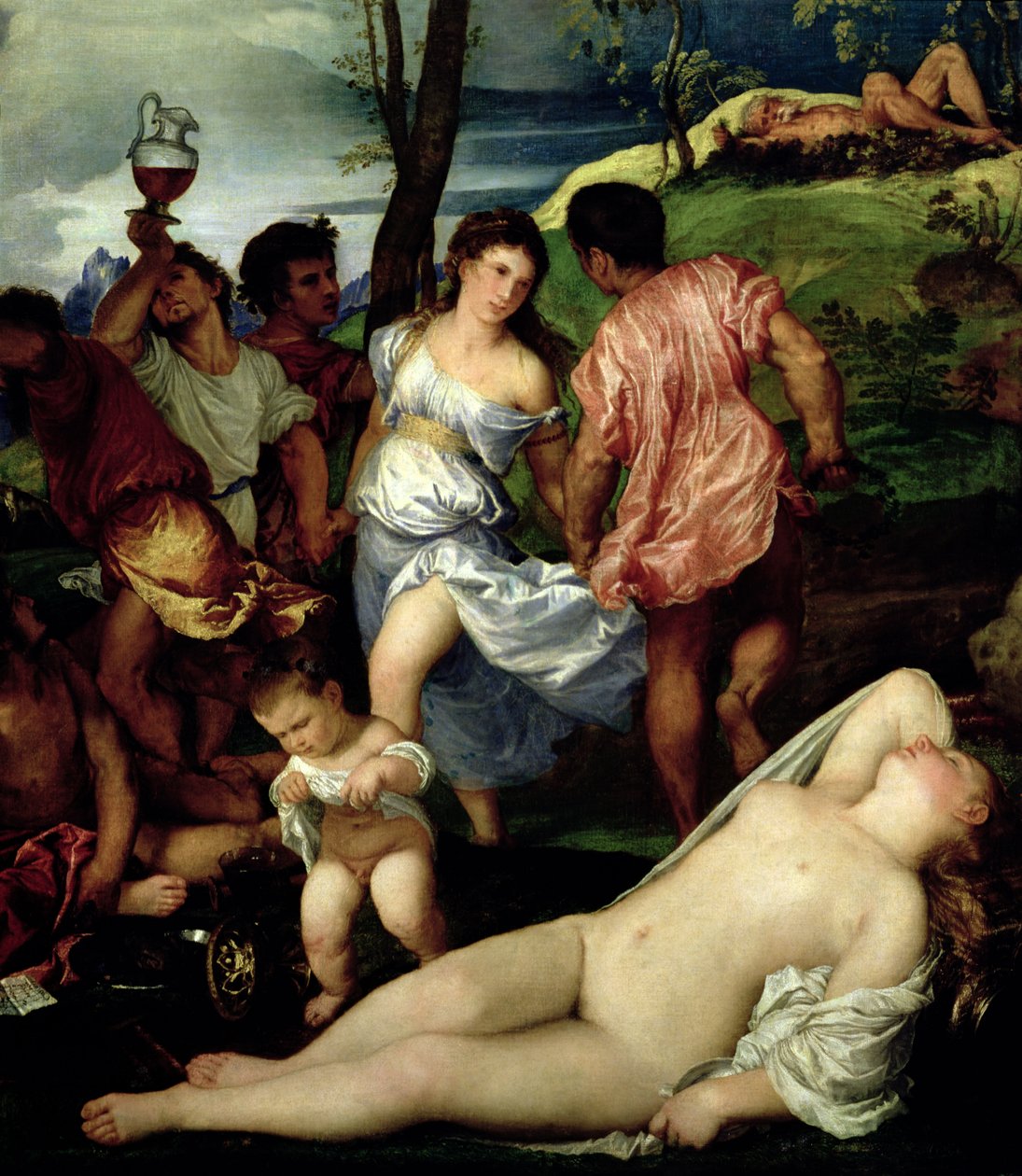 The Andrians, ca. 1523-4 (detalje af 38606) af Tiziano Vecelli