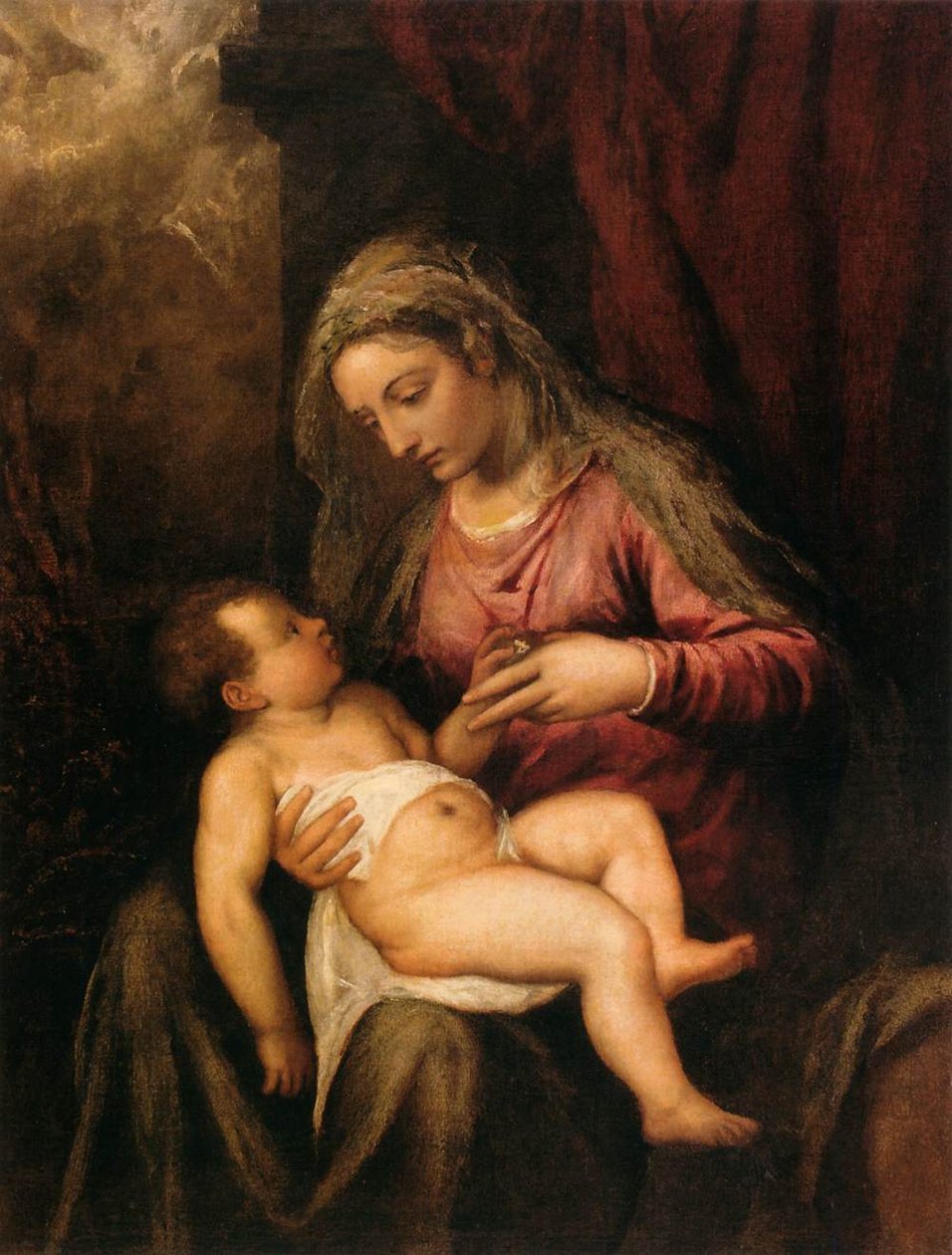 Jomfru og barn af Tiziano Vecelli