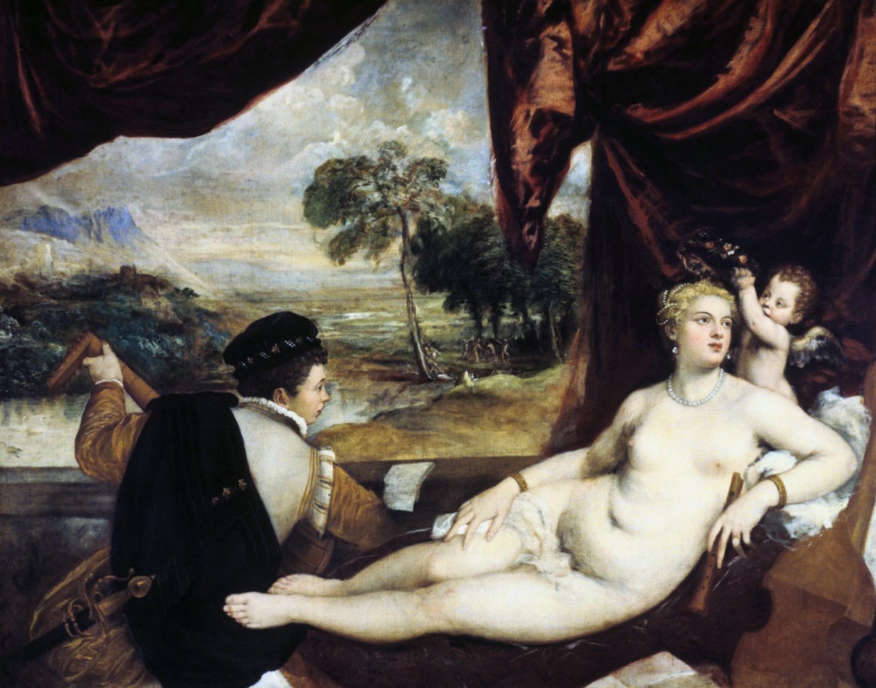 Venus og lutspilleren, c1565-1570 af Tiziano Vecelli