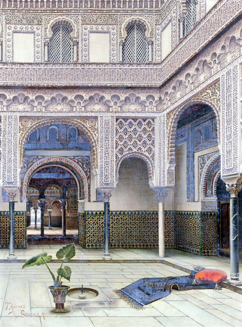 Interiør af et palads, Sevilla (wc på papir) af Tomas Aceves
