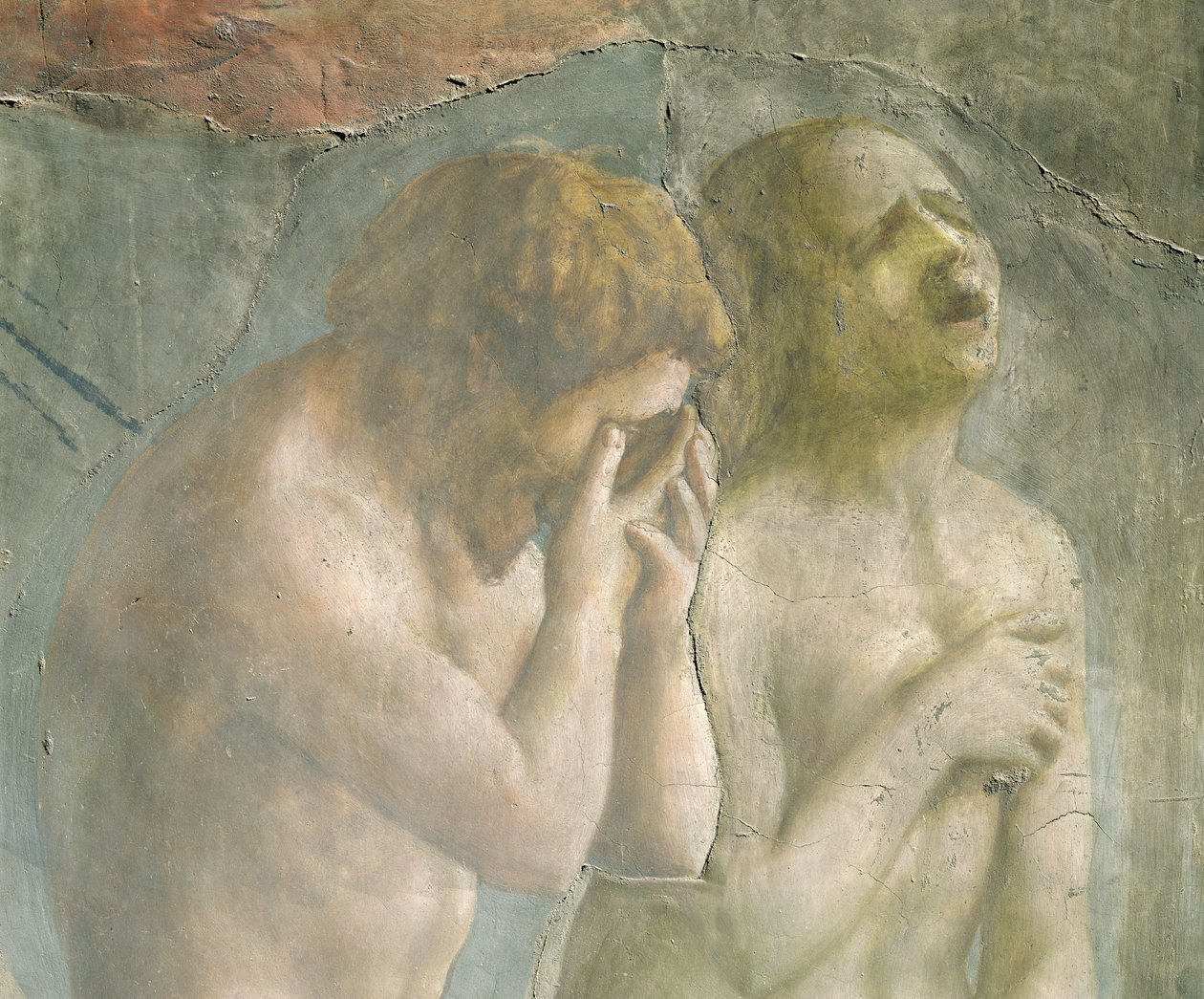 Adam og Eva forvist fra Paradiset, ca. 1427 (detalje) (før-restaurering) (se også 63190) af Tommaso Masaccio