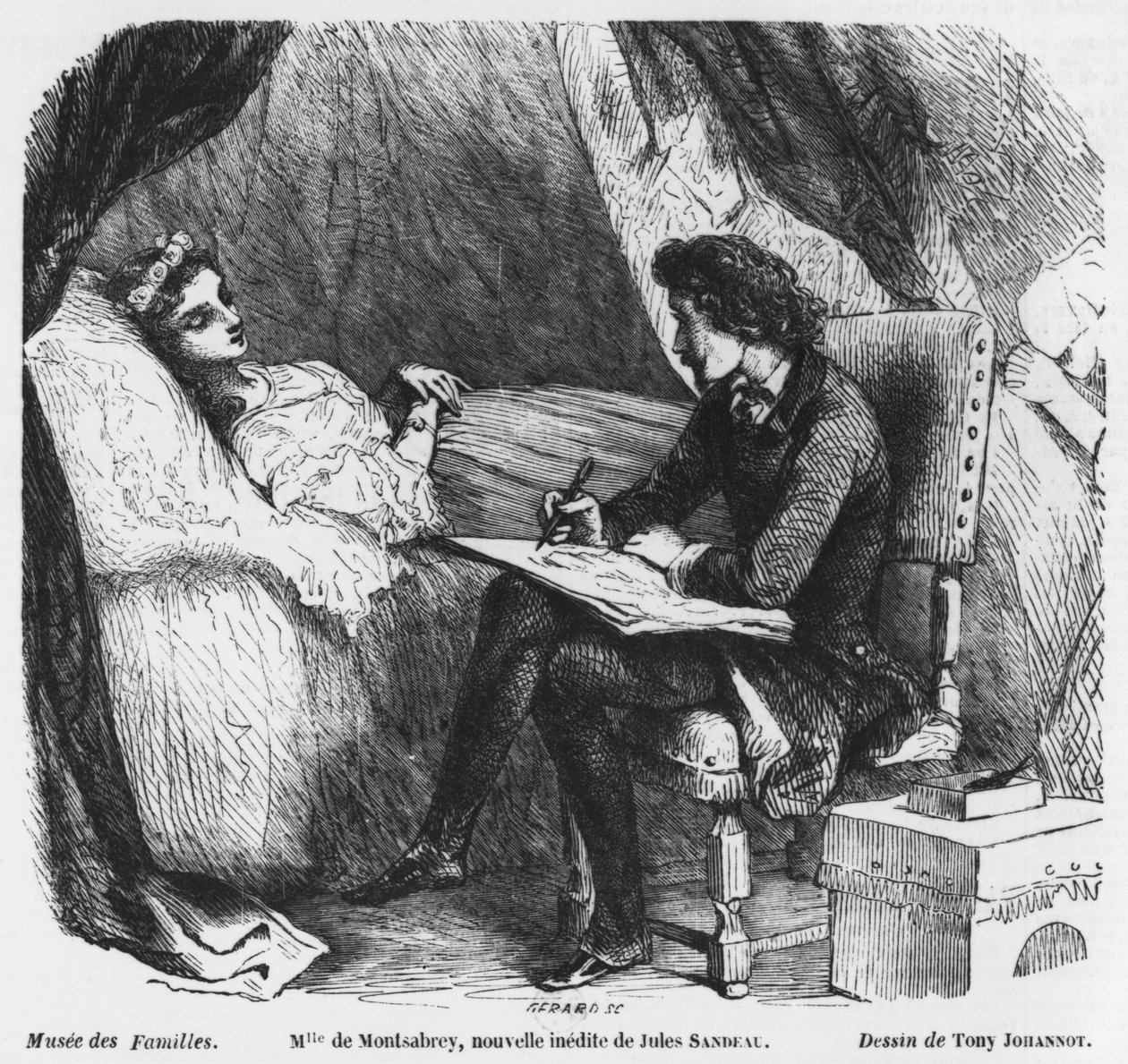 Tegning af et begravelsesportræt, illustration fra 