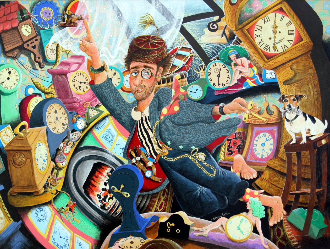 Lord Cut-Glass lytter til hans ures vanvittige tikke, 2005 (akryl på panel) af Tony Todd