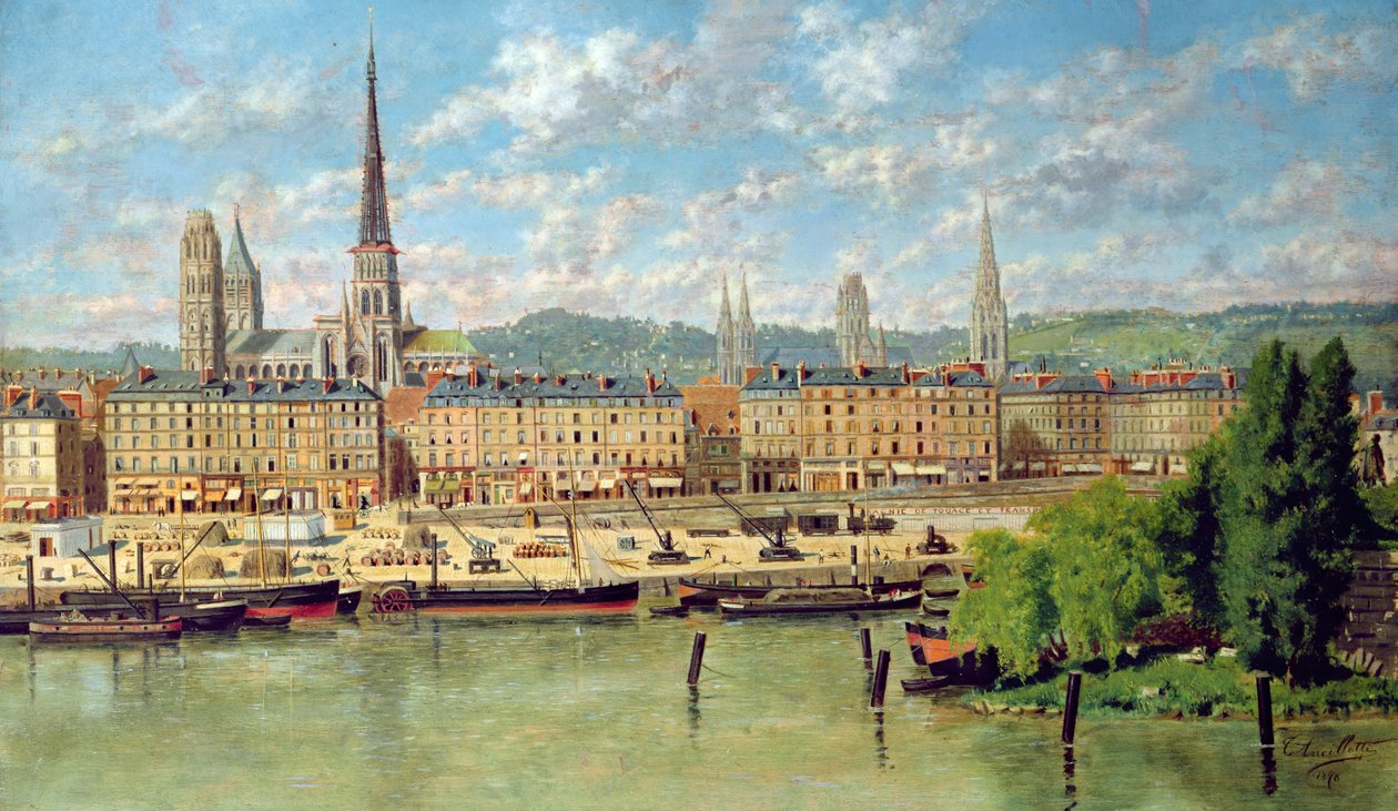 Havnen i Rouen, 1878 af Torello Ancillotti