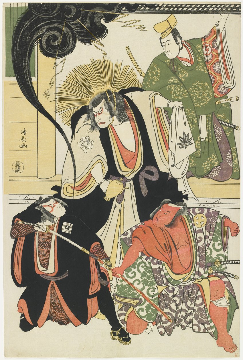 Scene from the AKbuki Play Yukimotsutake furisode Genji, 1785 af Torii Kiyonaga