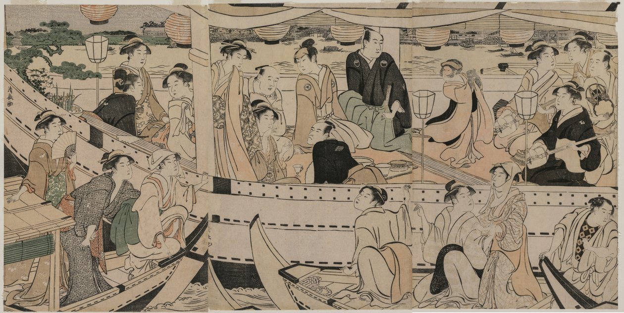 Bådfest på Sumida-floden af Torii Kiyonaga