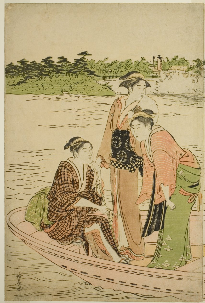 Færge på Rokugo-floden af Torii Kiyonaga